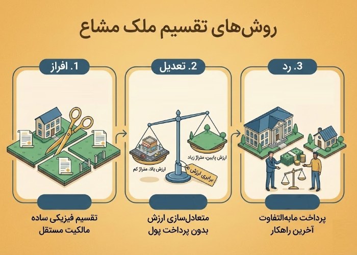 روش های تقسیم ملک مشاع