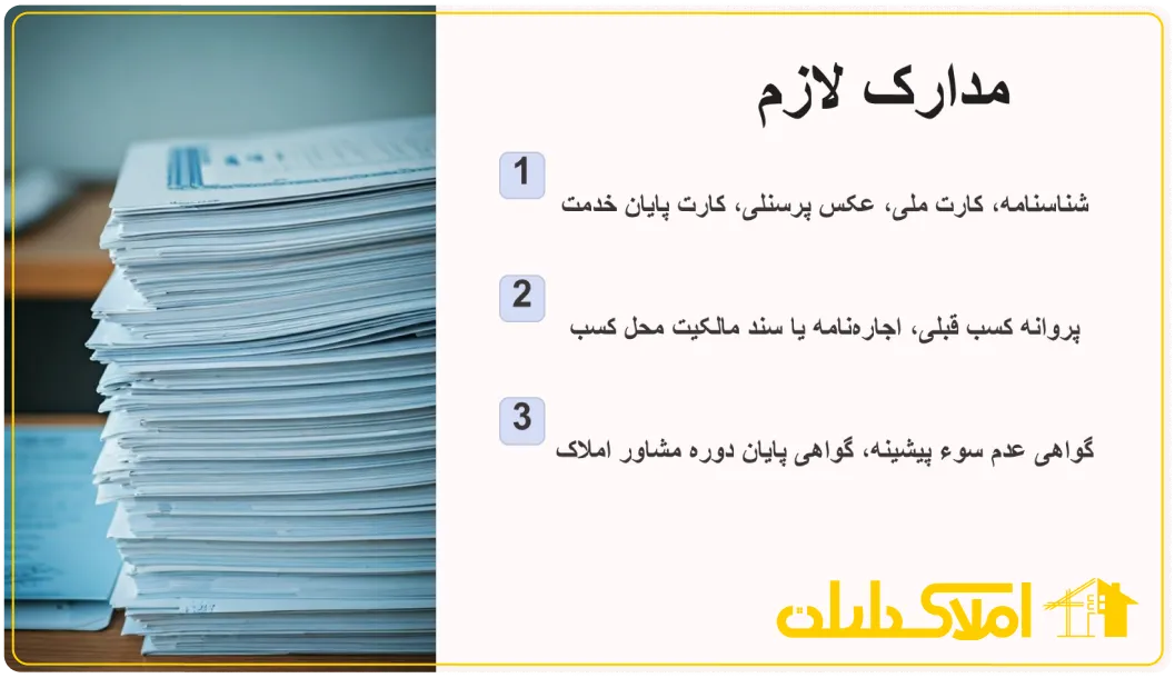 مدارک لازم برای تمدید جواز کسب