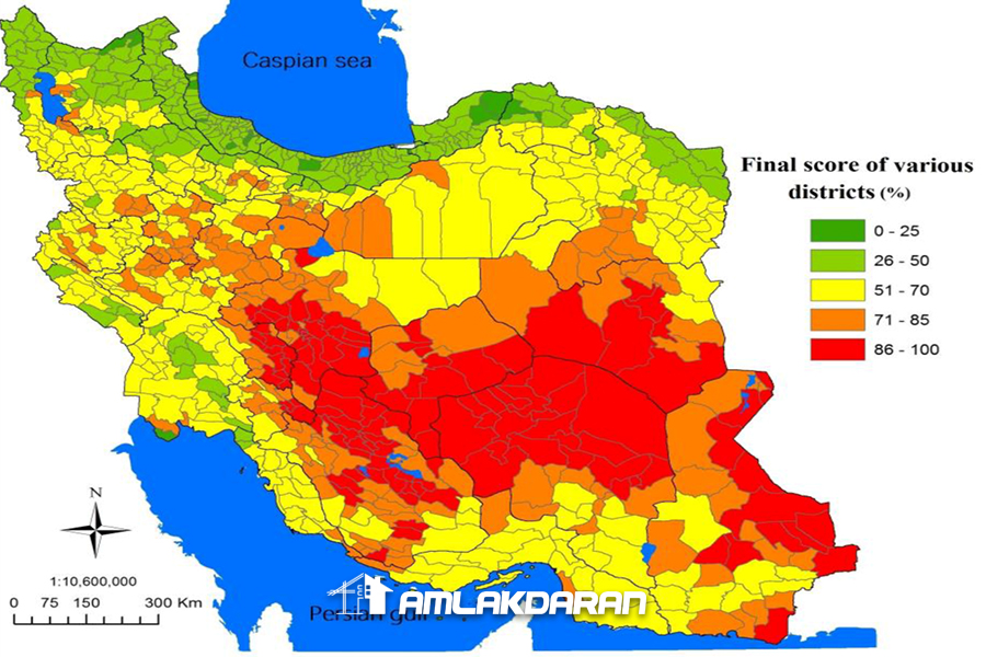 نقشه مناطق بیابانی ایران